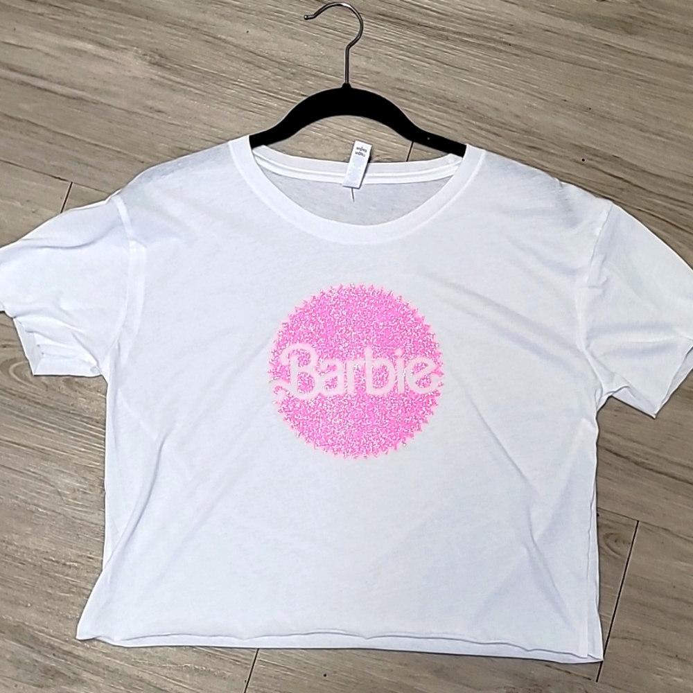 Glittery barbie pink crop top